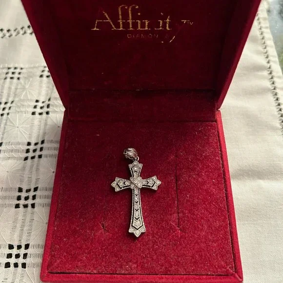 QVC Jewelry Affinity Sterling Silver Diamond Cross Enhancer